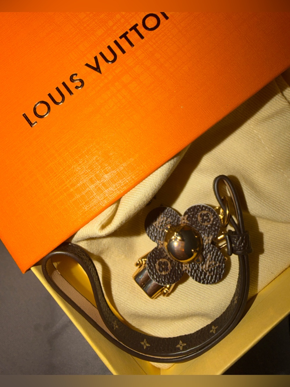 Fashion Monogram Flower Key chain/bag Charm in Brown